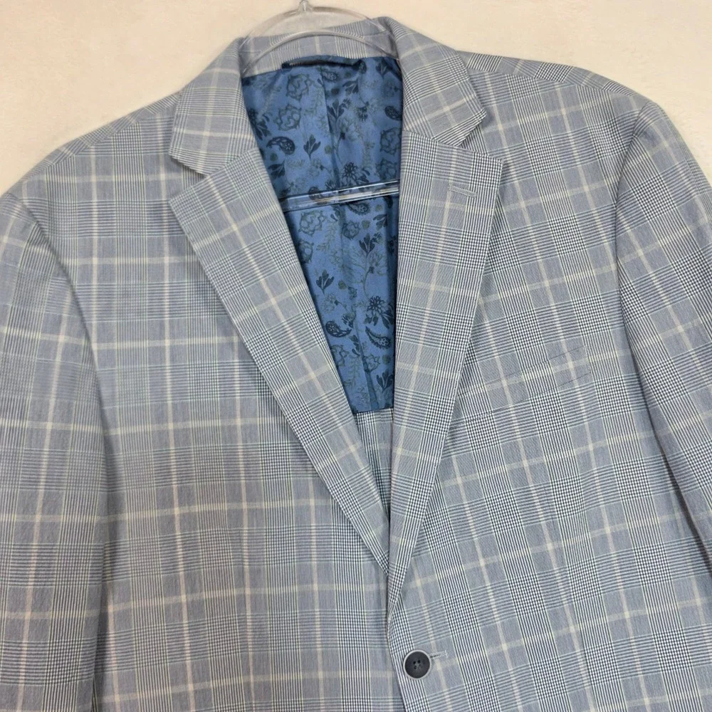 Michael Kors Blazer Men's 40R Blue Plaid Sport Coat Preppy Business Stretch